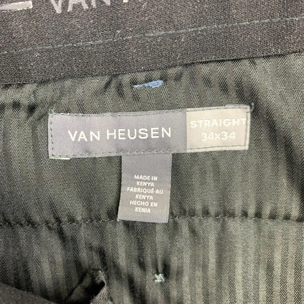 Van Heusen Pants Mens 34 Blue Straight Leg‎ Mid-Rise Dress Slacks Stretch